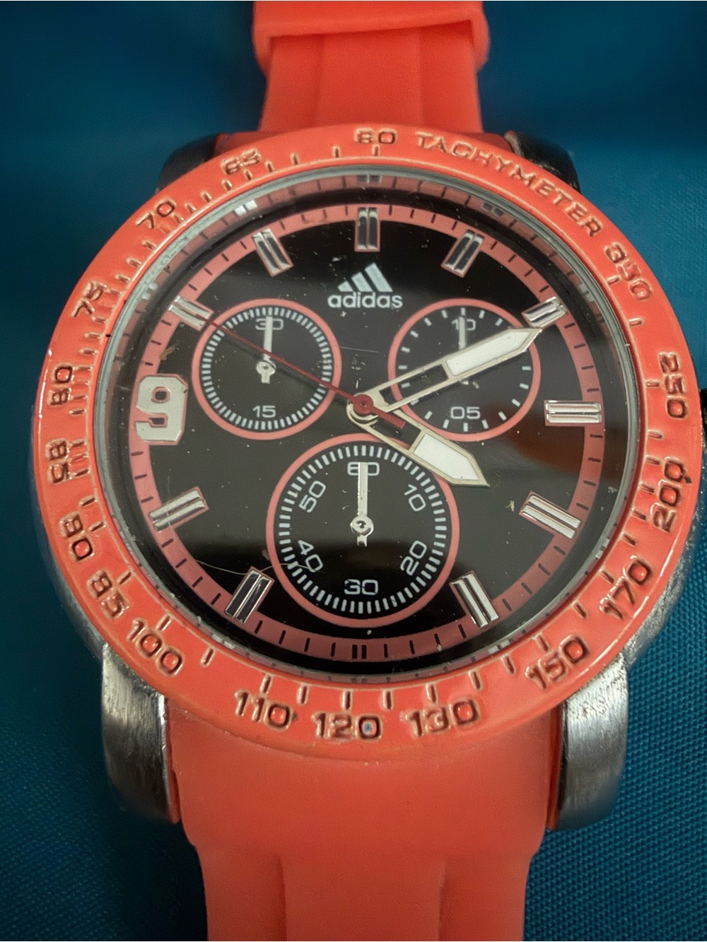 adidas Coral and Black Sport Chronograph Watch